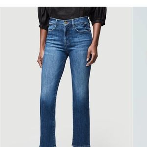 FRAME Le High High Rise Straight Leg Ankle Jeans in Bestia